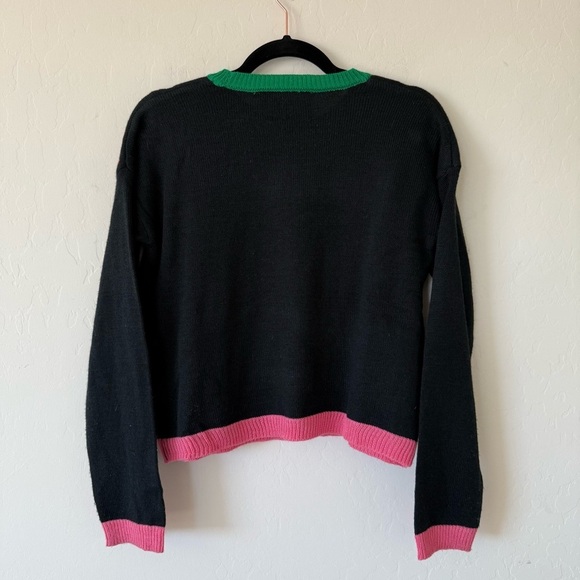 Festive Sequin Llama Tassel Snowflake Ugly Christmas Cropped Sweater Medium - Picture 3 of 4